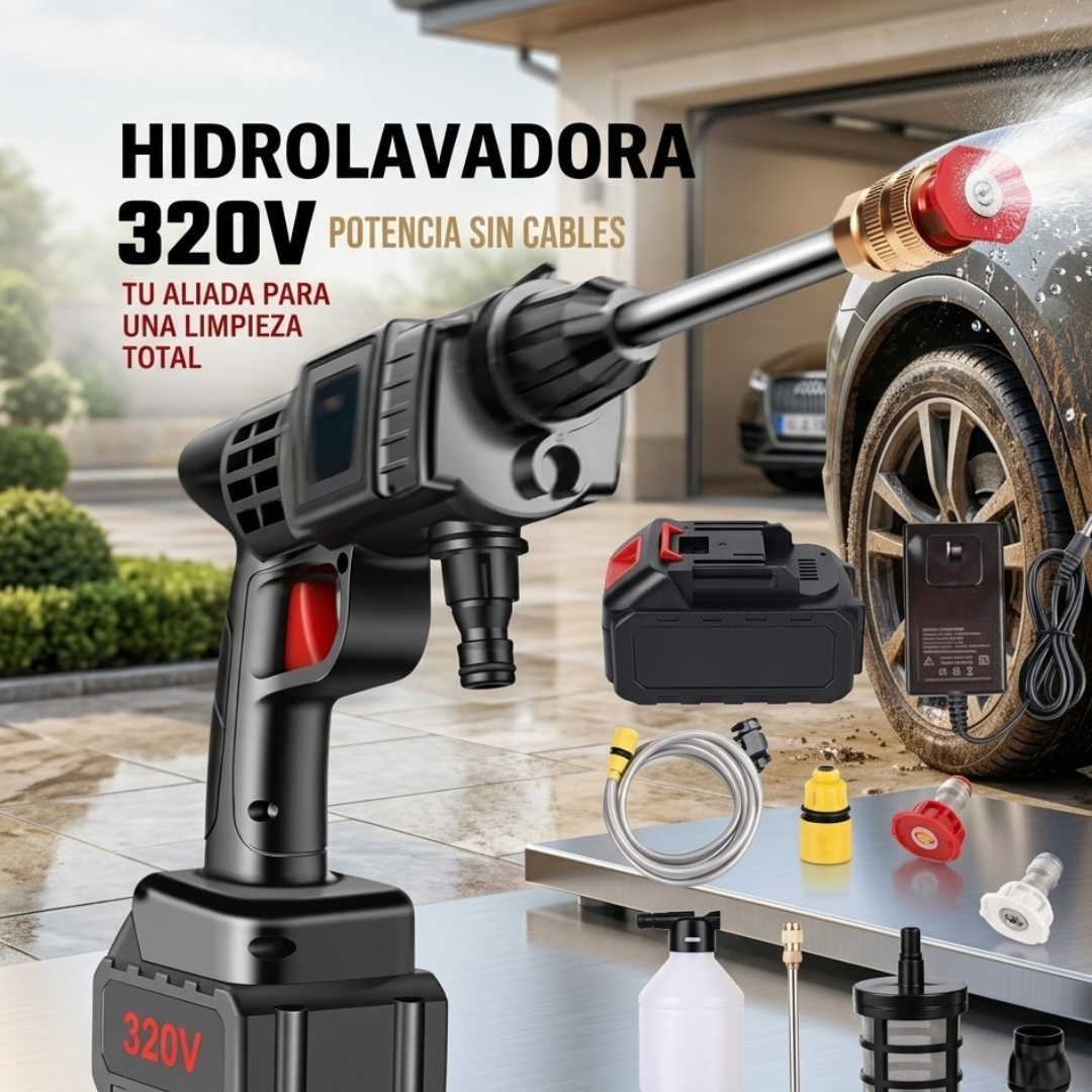 Hidrolavadora Recargable 320V: Doble Batería